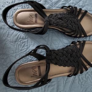 Black pull on sandals